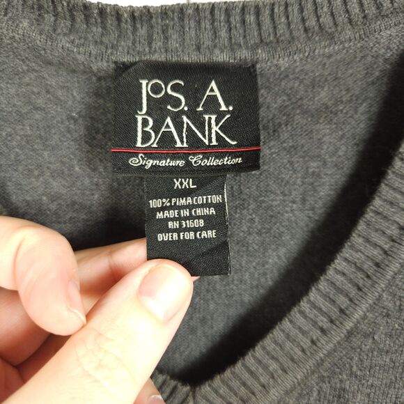 Jos A Bank Signature Mens XXL 2XL Gray Pima Cotton V-Neck Sweater Vest - Picture 2 of 5
